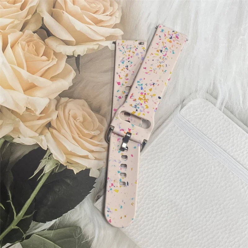 For Samsung Galaxy Watch3 45mm / Huawei Watch GT 42mm 46mm Watch Band 22mm Silicone Pattern Sport Strap - Pink