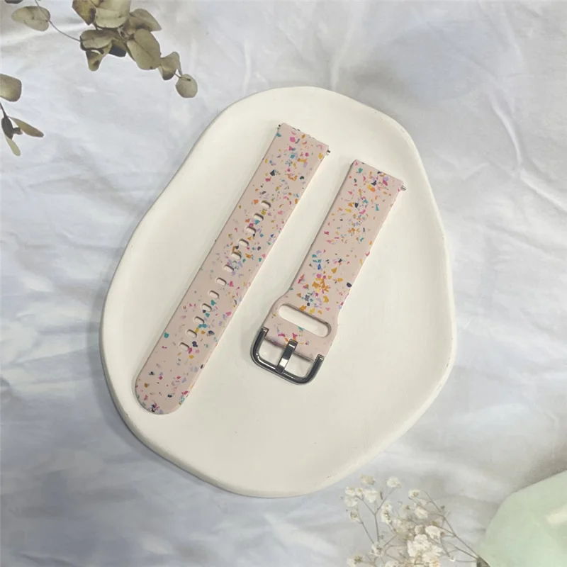 For Samsung Galaxy Watch3 45mm / Huawei Watch GT 42mm 46mm Watch Band 22mm Silicone Pattern Sport Strap - Pink