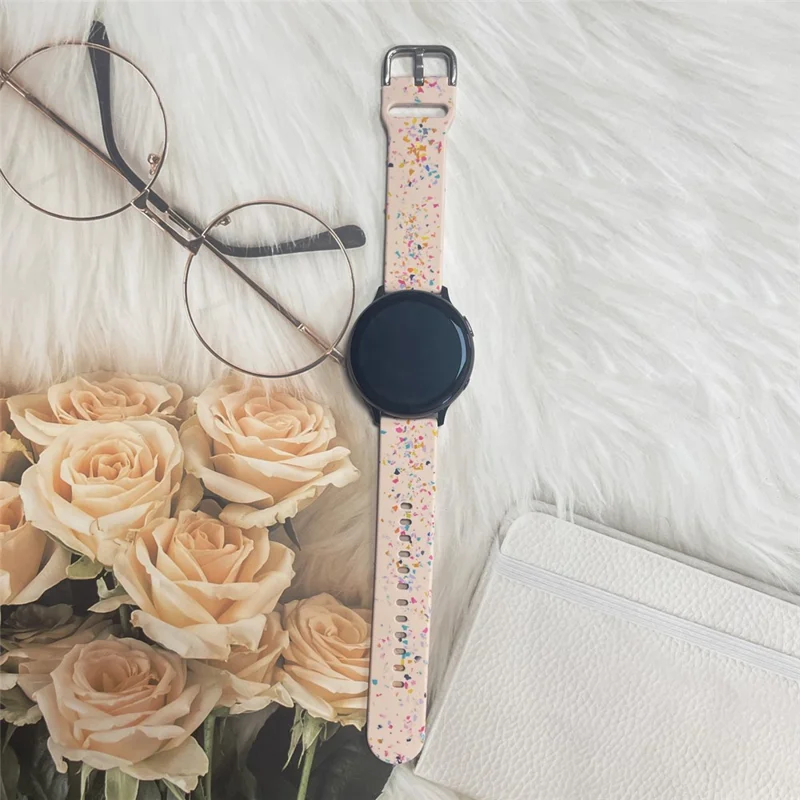 For Samsung Galaxy Watch3 45mm / Huawei Watch GT 42mm 46mm Watch Band 22mm Silicone Pattern Sport Strap - Pink