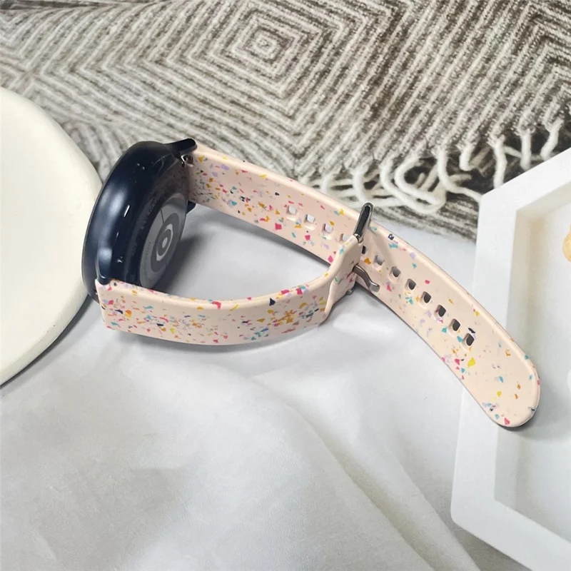For Samsung Galaxy Watch3 45mm / Huawei Watch GT 42mm 46mm Watch Band 22mm Silicone Pattern Sport Strap - Pink