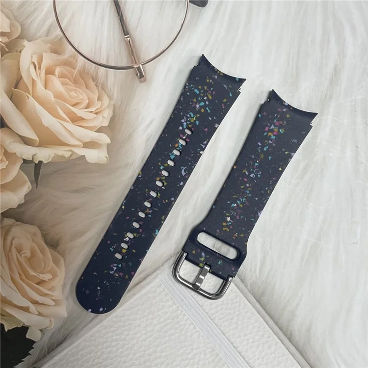Pour Samsung Galaxy Watch FE 40mm / Watch6 / Watch6 Classic Bande Bracelet Souple en Silicone à Motif - Bleu Foncé