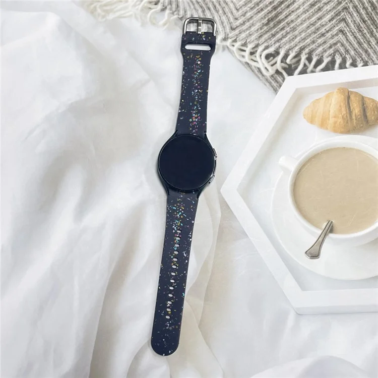 Pour Samsung Galaxy Watch FE 40mm / Watch6 / Watch6 Classic Bande Bracelet Souple en Silicone à Motif - Bleu Foncé