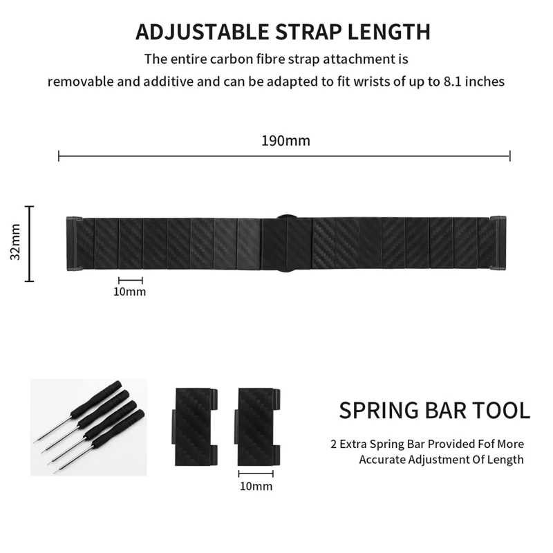 For Fitbit Versa 4 / Sense 2 Carbon Fiber Watch Strap Waterproof Replacement Wrist Band
