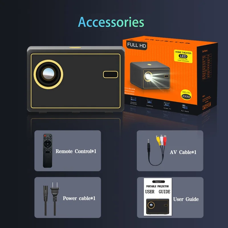 Y7 WiFi Portable Projector HD Office Home Theater Video Projector Kids Gift Media Player for YouTube Version - UK Plug