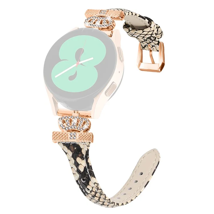 For Huami Amazfit Cheetah Pro Rose Gold Buckle 20mm Watch Band Crown-shape Connector Strap - Snake Texture