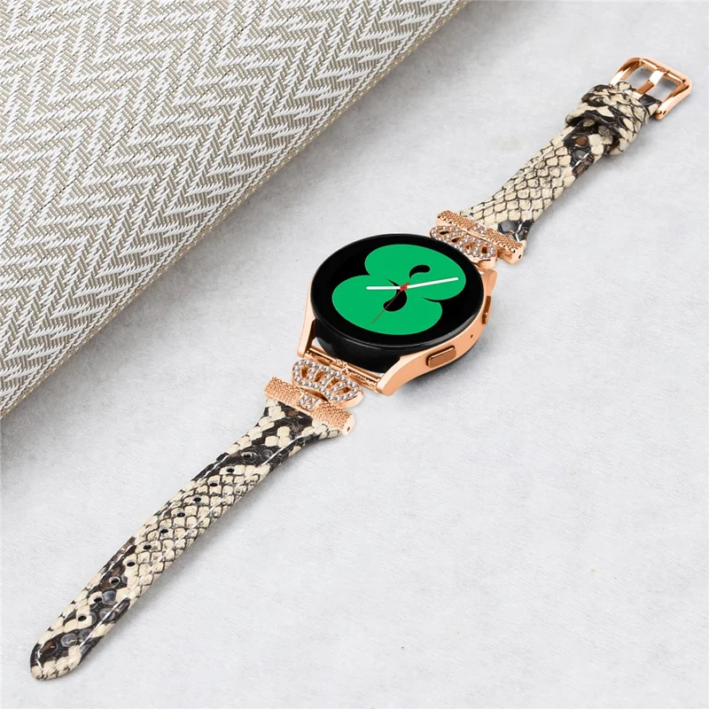 For Huami Amazfit Cheetah Pro Rose Gold Buckle 20mm Watch Band Crown-shape Connector Strap - Snake Texture