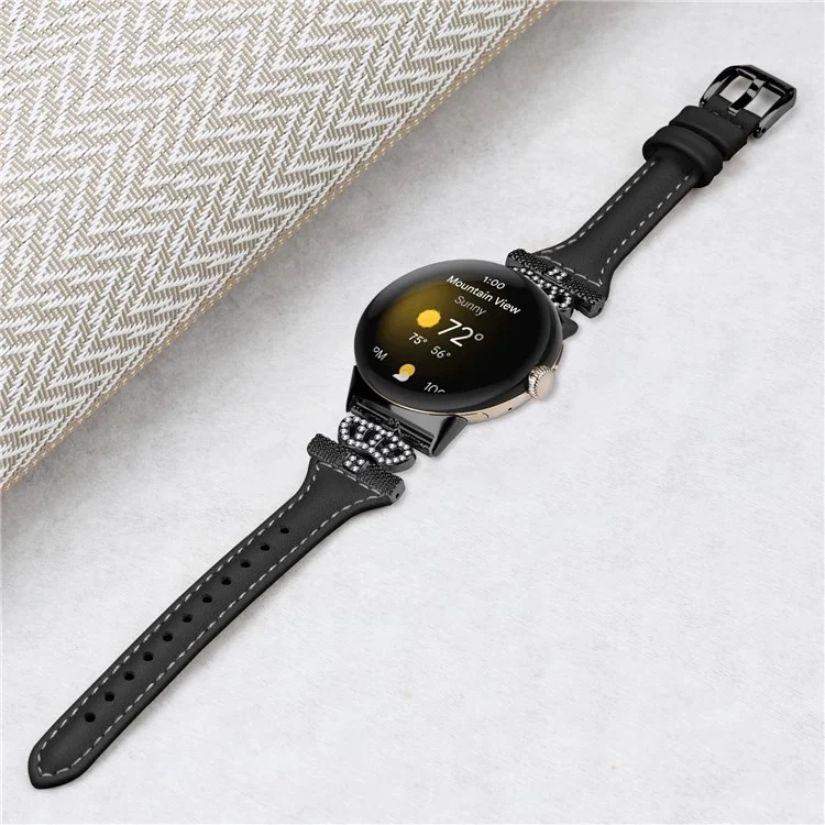Per Google Pixel Watch 3 41mm / Watch 2 / Pixel Watch Cinturino con Fibbia in Nero e Cristallo Romboidale - Nero