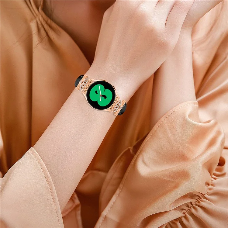 Per Samsung Galaxy Watch3 41mm / Watch4 40 / 44mm / Watch 5 40 / 44mm / Watch4 Classic 42 / 46mm Cinturino per Orologio Fibbia Rose Gold 20mm Bracciale - Nero