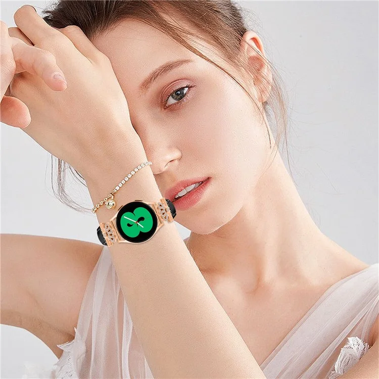 Per Samsung Galaxy Watch3 41mm / Watch4 40 / 44mm / Watch 5 40 / 44mm / Watch4 Classic 42 / 46mm Cinturino per Orologio Fibbia Rose Gold 20mm Bracciale - Nero