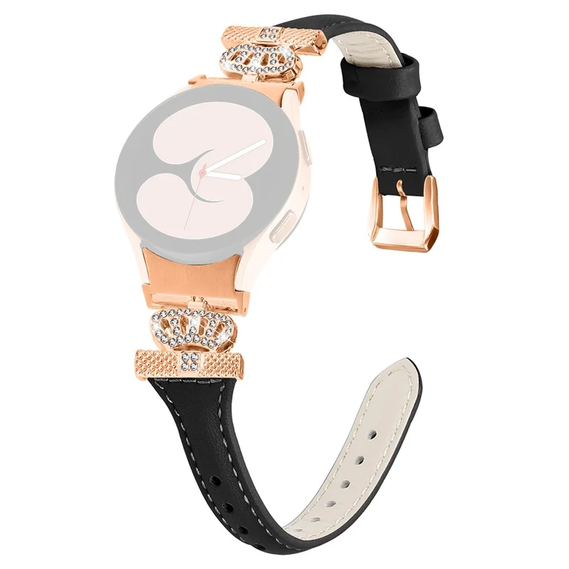 Rose Gold Buckle-Armband für Samsung Galaxy Watch4 / Watch5 / Watch4 Classic / Watch4 Active / Watch5 Active Watchband Rhinestone Crown-Armband - Schwarz