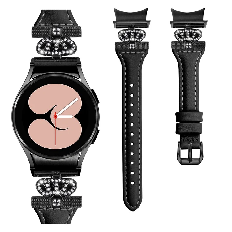 Черный ремешок с пряжкой для Samsung Galaxy Watch4 / Watch5 / Watch4 Classic / Watch4 Active / Watch5 Active Watchband Crown Connector Wrist Band - Черный