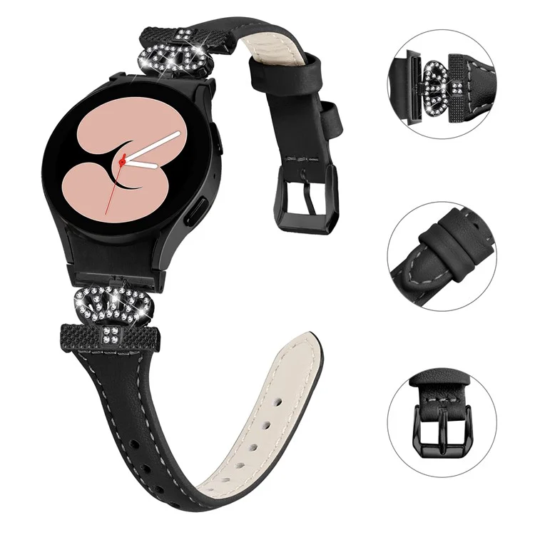 Черный ремешок с пряжкой для Samsung Galaxy Watch4 / Watch5 / Watch4 Classic / Watch4 Active / Watch5 Active Watchband Crown Connector Wrist Band - Черный