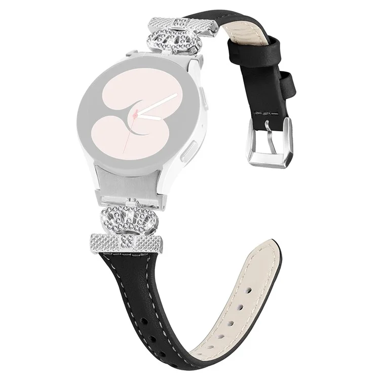 Sliver Buckle Strap für Samsung Galaxy Watch4 / Watch5 / Watch4 Classic / Watch4 Active / Watch5 Active Watch Band Kronensicherungsband - Schwarz