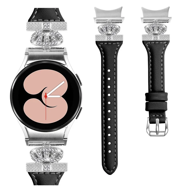 Sliver Buckle Strap für Samsung Galaxy Watch4 / Watch5 / Watch4 Classic / Watch4 Active / Watch5 Active Watch Band Kronensicherungsband - Schwarz