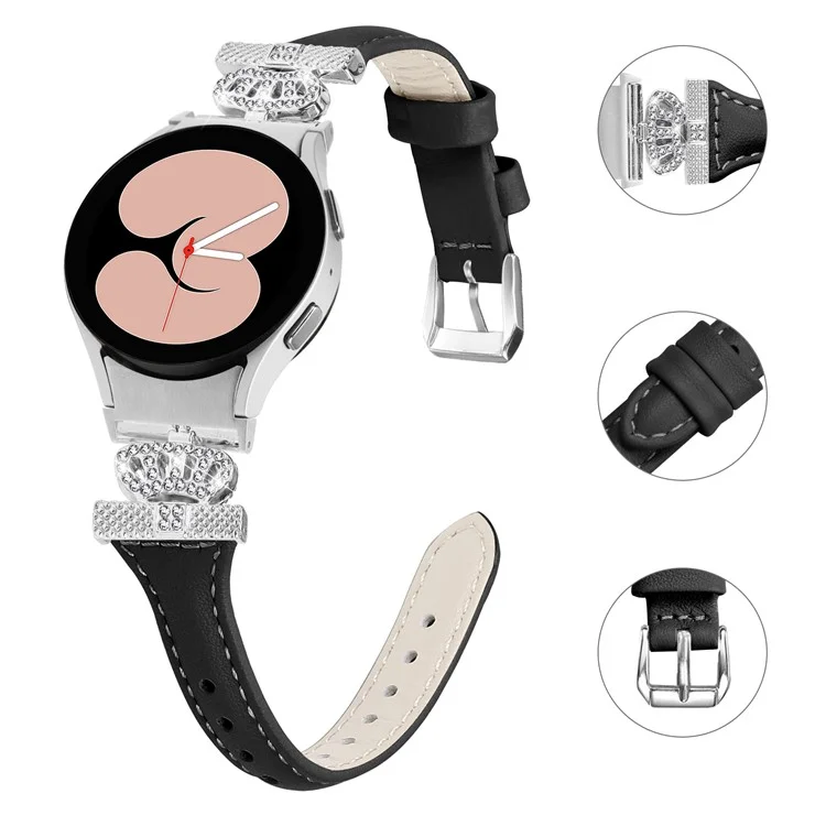 Sliver Buckle Strap für Samsung Galaxy Watch4 / Watch5 / Watch4 Classic / Watch4 Active / Watch5 Active Watch Band Kronensicherungsband - Schwarz