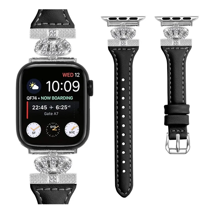 Silbernes Schnallenbrett für Apple Watch Series 10 46mm / Ultra 2 Ultra 49mm / Series 9 8 7 45mm / 6 5 4 SE (2023) SE (2022) SE 44mm / 3 2 1 42mm Uhr-Armband - Schwarz