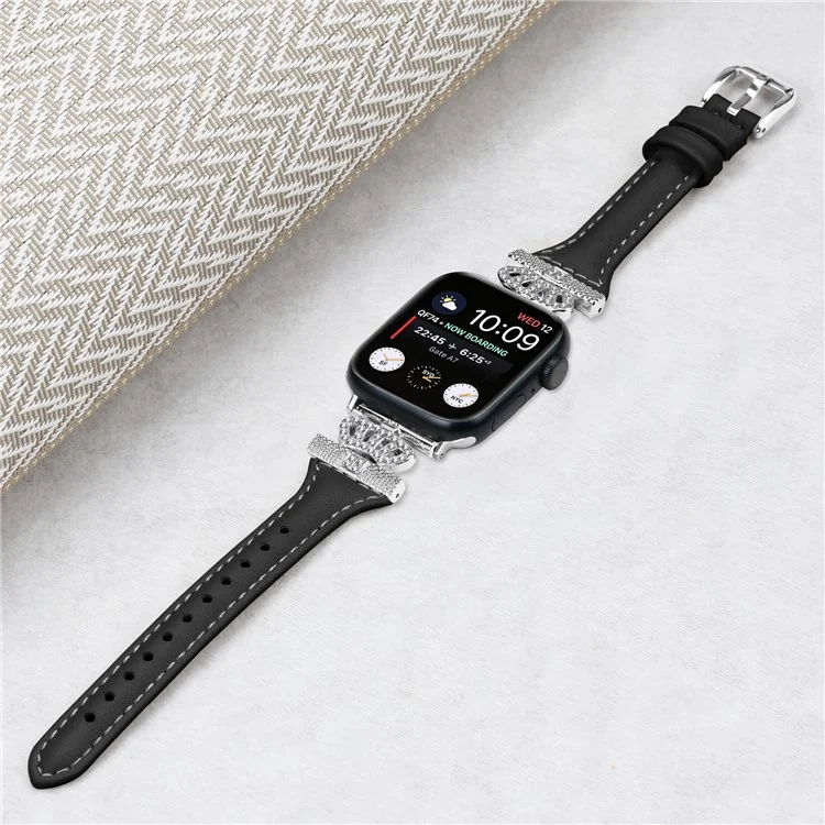 Silbernes Schnallenbrett für Apple Watch Series 10 46mm / Ultra 2 Ultra 49mm / Series 9 8 7 45mm / 6 5 4 SE (2023) SE (2022) SE 44mm / 3 2 1 42mm Uhr-Armband - Schwarz