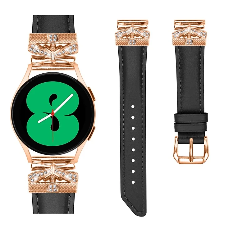 Pour Huami Amazfit Cheetah Pro Rose Gold Boucle Bracelet 20mm Véritable Cuir de Vache Papillon Bracelet de Montre - Noir
