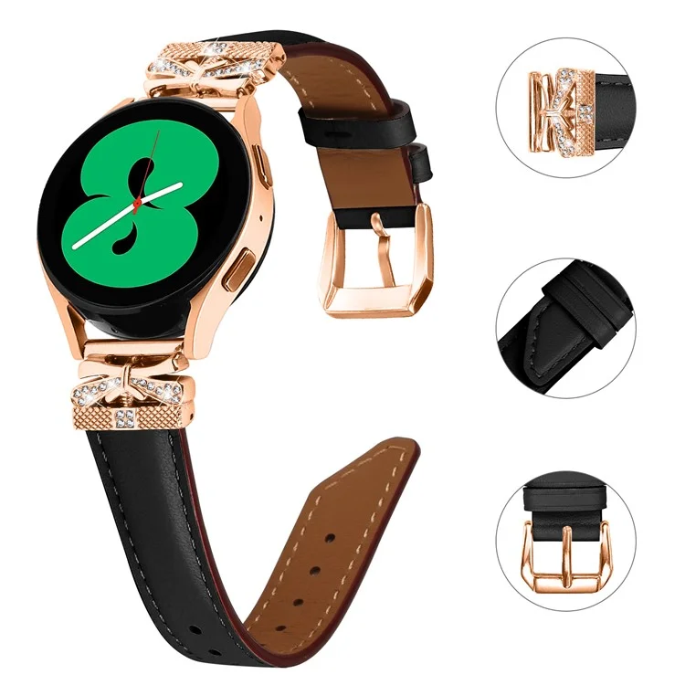 Pour Huami Amazfit Cheetah Pro Rose Gold Boucle Bracelet 20mm Véritable Cuir de Vache Papillon Bracelet de Montre - Noir