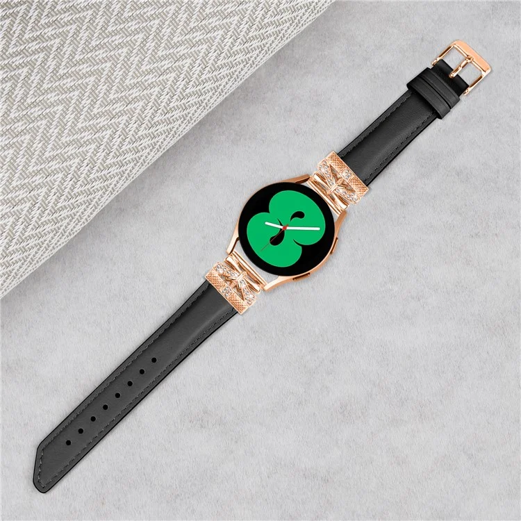 Pour Huami Amazfit Cheetah Pro Rose Gold Boucle Bracelet 20mm Véritable Cuir de Vache Papillon Bracelet de Montre - Noir