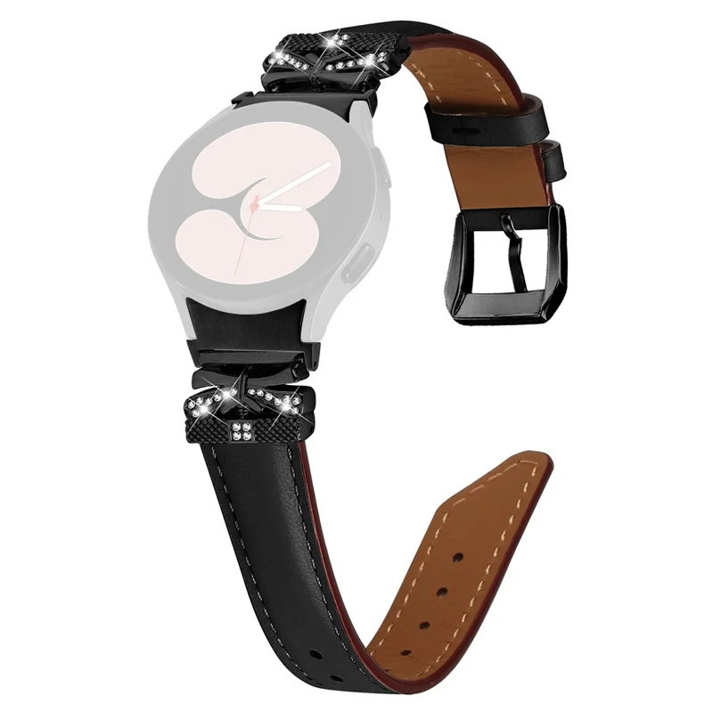 Para Samsung Galaxy Watch FE 40mm / Watch4 / Watch5 / Watch4 Classic / Watch4 Active / Watch5 Active Watch Band com Conector - Preto