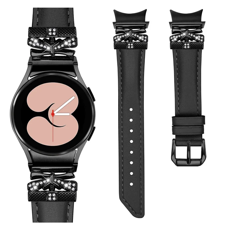 Para Samsung Galaxy Watch FE 40mm / Watch4 / Watch5 / Watch4 Classic / Watch4 Active / Watch5 Active Watch Band com Conector - Preto