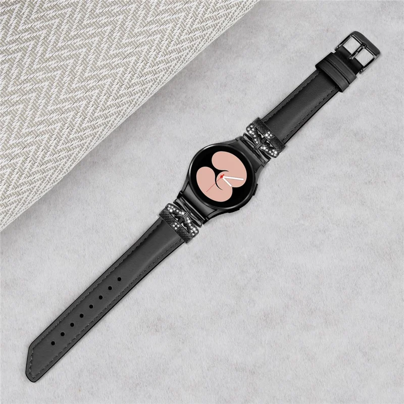 Para Samsung Galaxy Watch FE 40mm / Watch4 / Watch5 / Watch4 Classic / Watch4 Active / Watch5 Active Watch Band com Conector - Preto