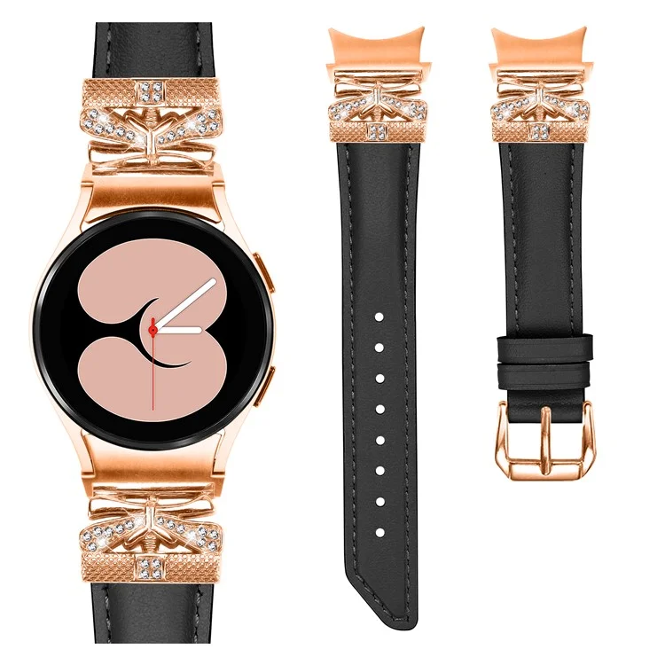 Rose Gold Buckle Strap for Samsung Galaxy Watch4  /  Watch5  /  Watch4 Classic  /  Watch4 Active  /  Watch5 Active Smartwatch Band - Black
