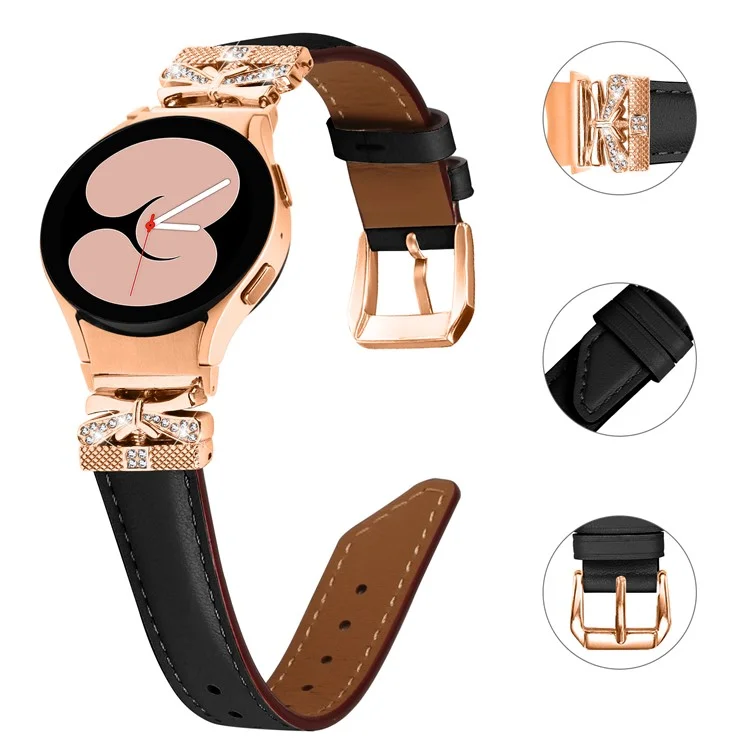Rose Gold Buckle Strap for Samsung Galaxy Watch4  /  Watch5  /  Watch4 Classic  /  Watch4 Active  /  Watch5 Active Smartwatch Band - Black