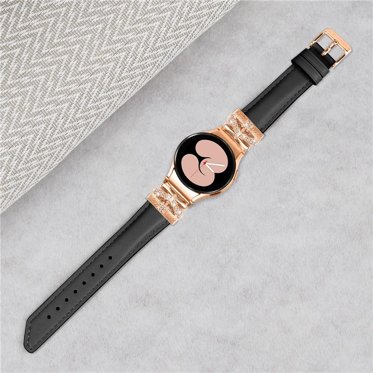 Rose Gold Buckle Strap for Samsung Galaxy Watch4  /  Watch5  /  Watch4 Classic  /  Watch4 Active  /  Watch5 Active Smartwatch Band - Black