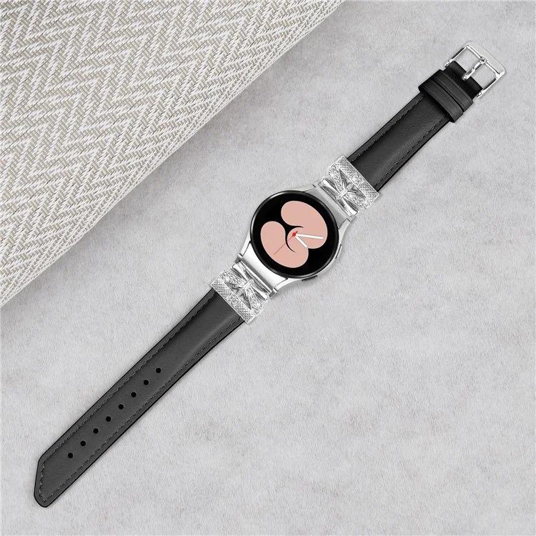 Silber-Schnallen-Schmetterlings-Dekor-Armband für Samsung Galaxy Watch4 / Watch5 / Watch4 Classic / Watch4 Active / Watch5 Active Armband - Schwarz