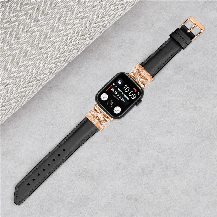 Для Apple Watch Series 10 46 мм / Ultra 2 Ultra 49 мм / Series 9 8 7 45 мм / 6 5 4 SE (2023) SE (2022) SE 44 мм / 3 2 1 42 мм Ремешок для часов Rose Gold Buckle - Черный