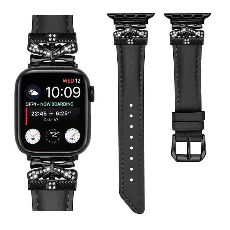 Black Buckle Watch Strap for Apple Watch Ultra 3 2 1 49mm / Series 11 10 46mm / 9 8 7 45mm / SE3 SE2 SE 6 5 4 44mm / 3 2 1 42mm - Black