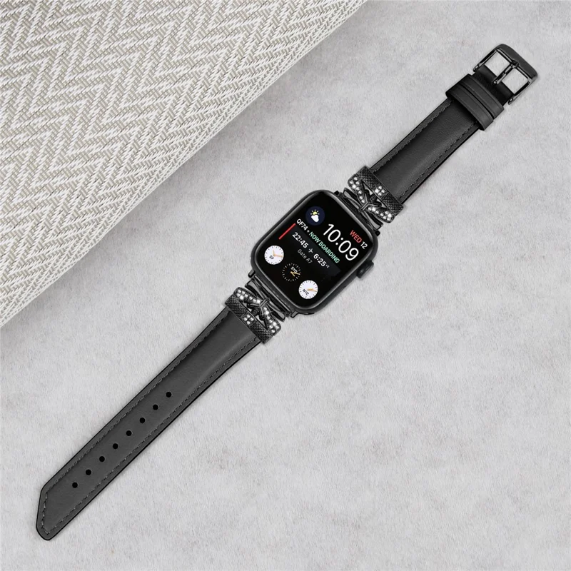 Black Buckle Watch Strap for Apple Watch Ultra 3 2 1 49mm / Series 11 10 46mm / 9 8 7 45mm / SE3 SE2 SE 6 5 4 44mm / 3 2 1 42mm - Black