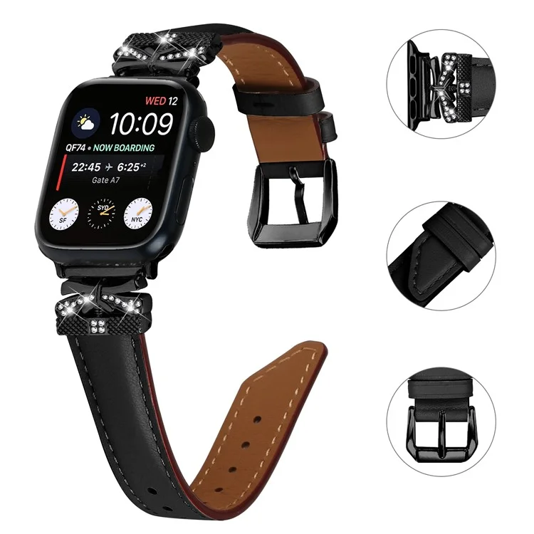 Black Buckle Watch Band for Apple Watch Series 10 42mm / 9 8 7 41mm / SE (2023) SE (2022) SE 6 5 4 40mm / 3 2 1 38mm - Black