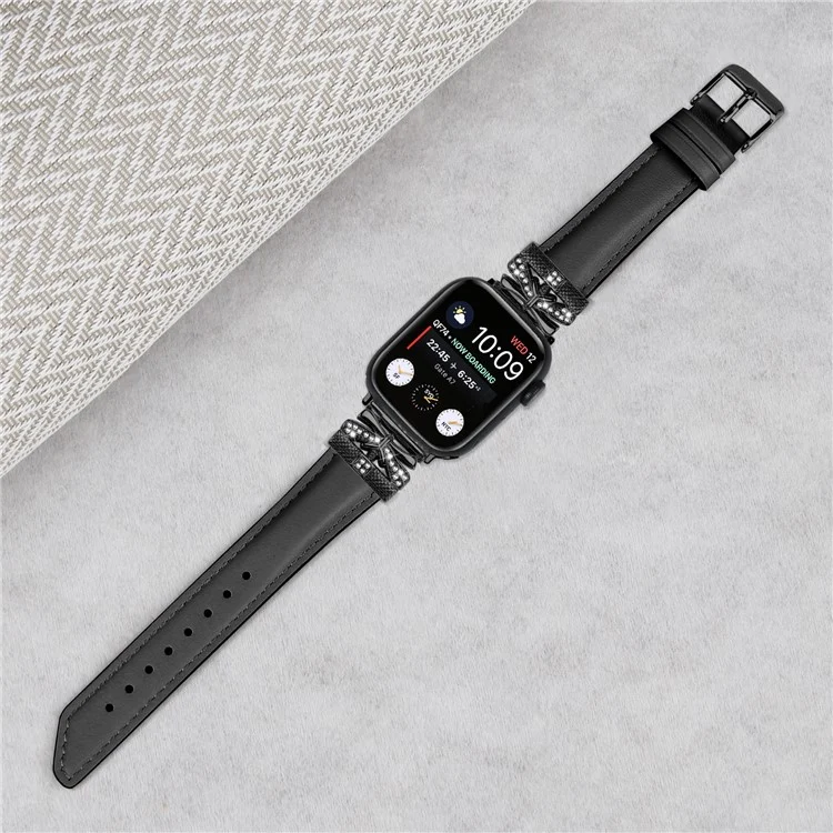 Black Buckle Watch Band for Apple Watch Series 10 42mm / 9 8 7 41mm / SE (2023) SE (2022) SE 6 5 4 40mm / 3 2 1 38mm - Black