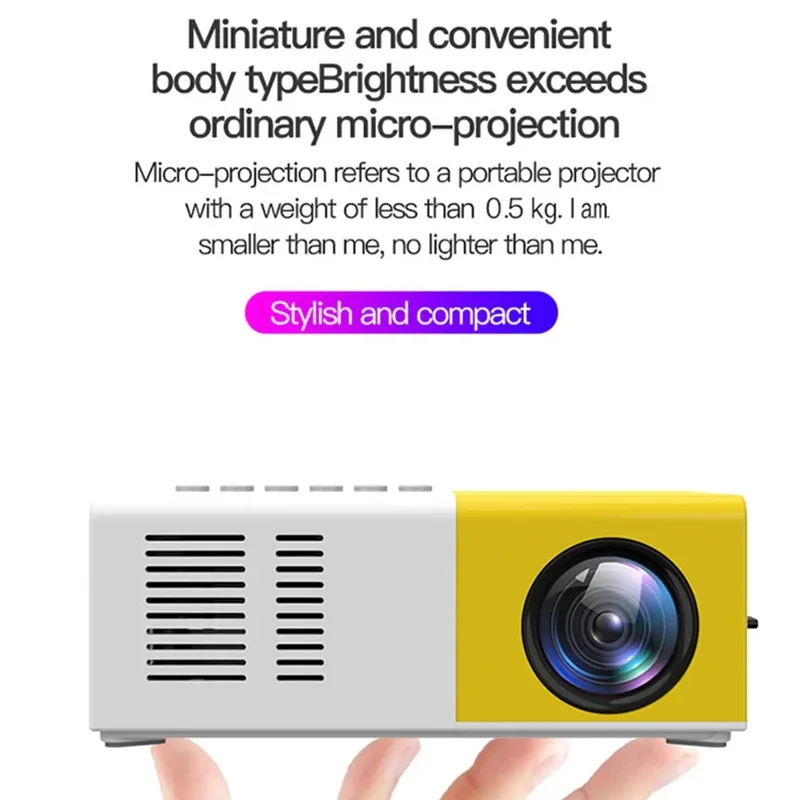 J9 480x360 HD 1080P Mini LED Proiettore Home Theater Portatile Pocket Beamer con Altoparlante Integrato, Versione Base - Nero / Spina USA