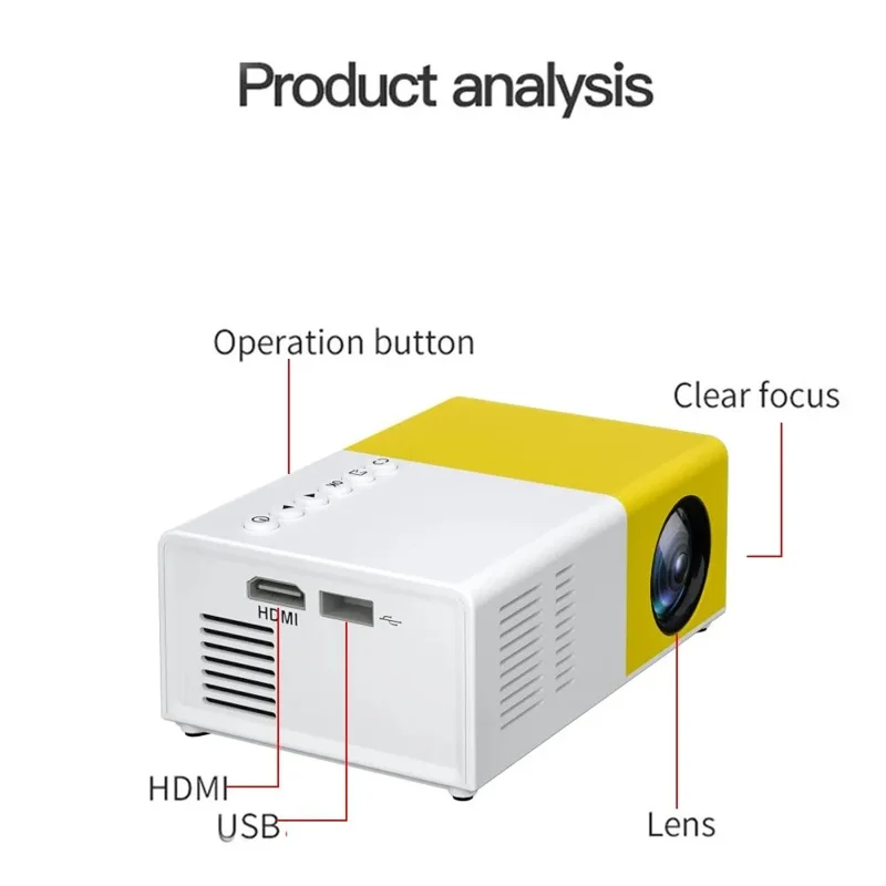 J9 480x360 HD 1080P Mini LED Projector Home Theater Draagbare Pocket Beamer met ingebouwde luidspreker, Basisversie - Zwart / AU-stekker