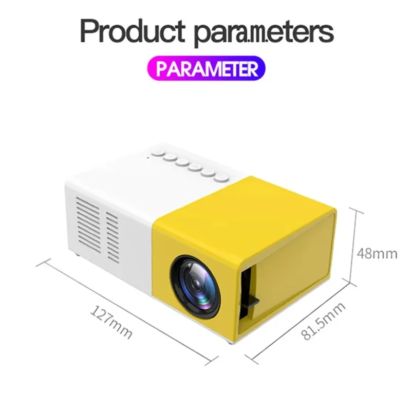 J9 Pro Portable Pocket Beamer 480x360 HD 1080P Mini LED Projector Home Theater, Miracast Version (with HD Interface) - Black / EU Plug