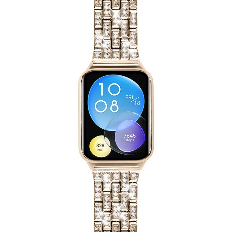 Para Xiaomi Smart Band 8 Pro Watch Band Rhinestone Decor 5-Bead Metal Watch Strap - Oro