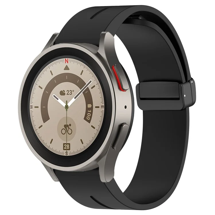 Para Samsung Galaxy Watch 6 / 6 Classic / 5 / 4 / Huawei Watch GT 3 42mm Correa de Reloj Hebilla Negra 20mm Banda de Silicona Magnética - Negro