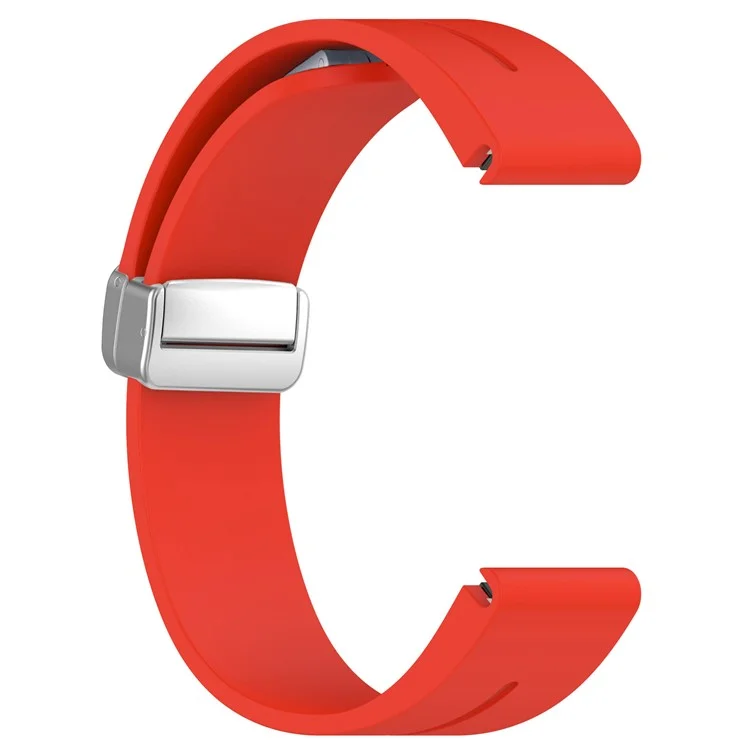 For Samsung Galaxy Watch 6 / 6 Classic / 5 / 4 / Huawei Watch GT 3 42mm Silicone Strap Magnetic Silver Buckle 20mm Watchband - Red