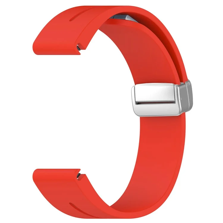 For Samsung Galaxy Watch 6 / 6 Classic / 5 / 4 / Huawei Watch GT 3 42mm Silicone Strap Magnetic Silver Buckle 20mm Watchband - Red