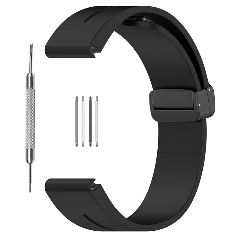 Для Huawei Watch GT 4 46mm / Samsung Galaxy Watch3 45mm / Garmin Venu 3 Black Buckle Watchband 22mm Магнитный силиконовый ремешок - Черный
