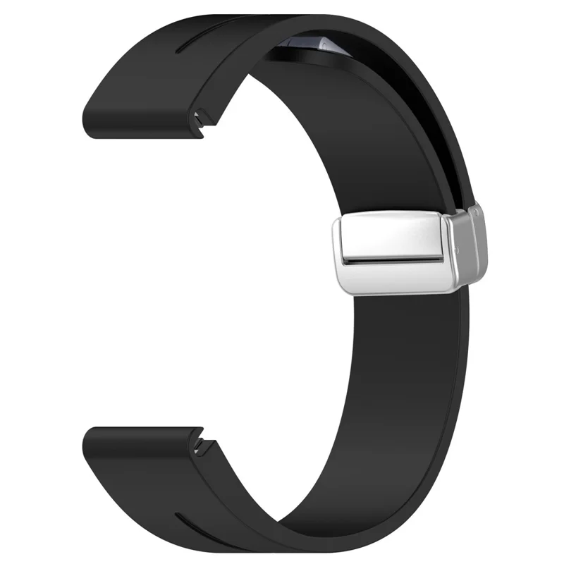 Para Huawei Watch GT 4 46mm / Samsung Galaxy Watch3 45mm / Garmin Venu 3 22mm Pulseira de Relógio de Silicone com Fivela Magnética Prata - Preta
