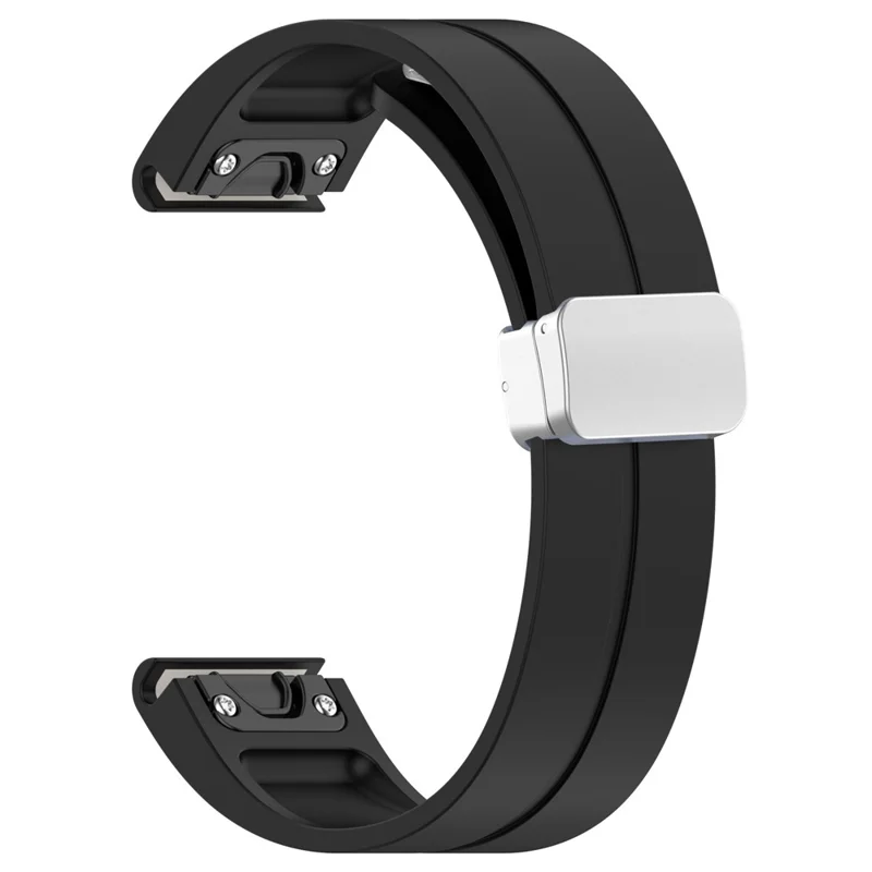 Para Huawei Watch GT 4 46mm / Samsung Galaxy Watch3 45mm / Garmin Venu 3 22mm Pulseira de Relógio de Silicone com Fivela Magnética Prata - Preta