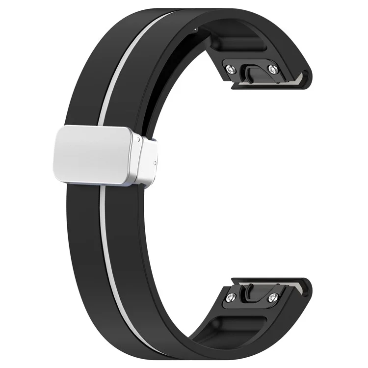 Pour Samsung Galaxy Watch 6 / 6 Classic / 5 / 4 Boucle de montre en argent magnétique Bracelet Dual Color Silicone - Noir+Blanc