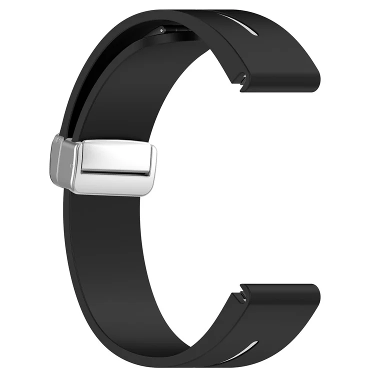 Pour Samsung Galaxy Watch 6 / 6 Classic / 5 / 4 Boucle de montre en argent magnétique Bracelet Dual Color Silicone - Noir+Blanc