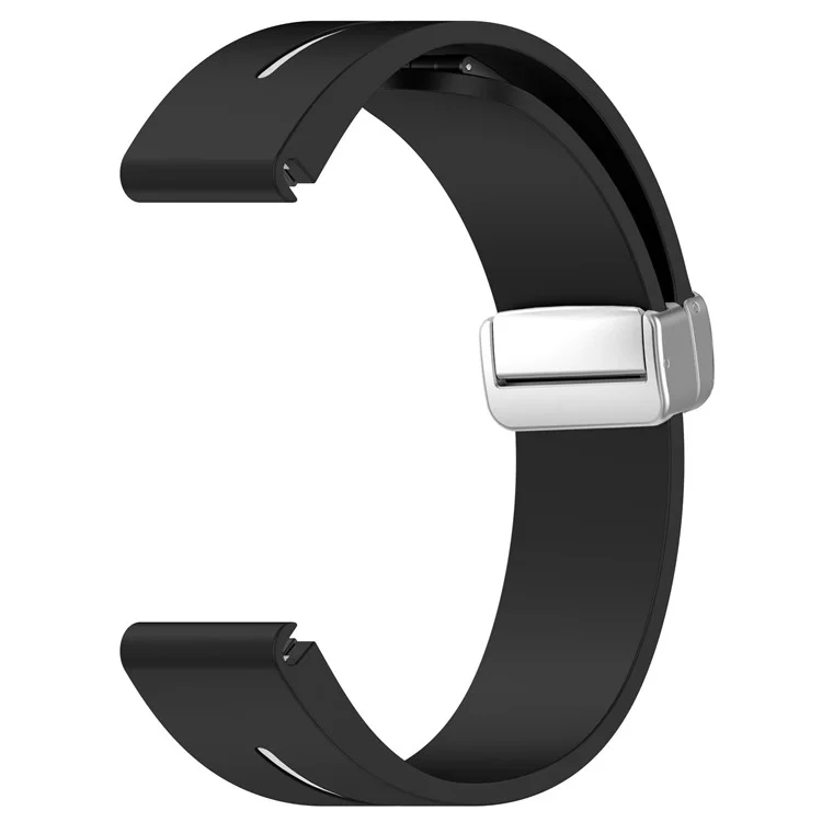 Pour Samsung Galaxy Watch 6 / 6 Classic / 5 / 4 Boucle de montre en argent magnétique Bracelet Dual Color Silicone - Noir+Blanc