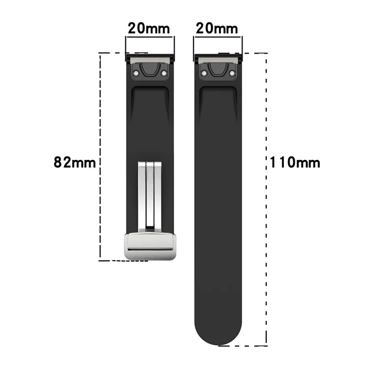 Pour Samsung Galaxy Watch 6 / 6 Classic / 5 / 4 Boucle de montre en argent magnétique Bracelet Dual Color Silicone - Noir+Blanc